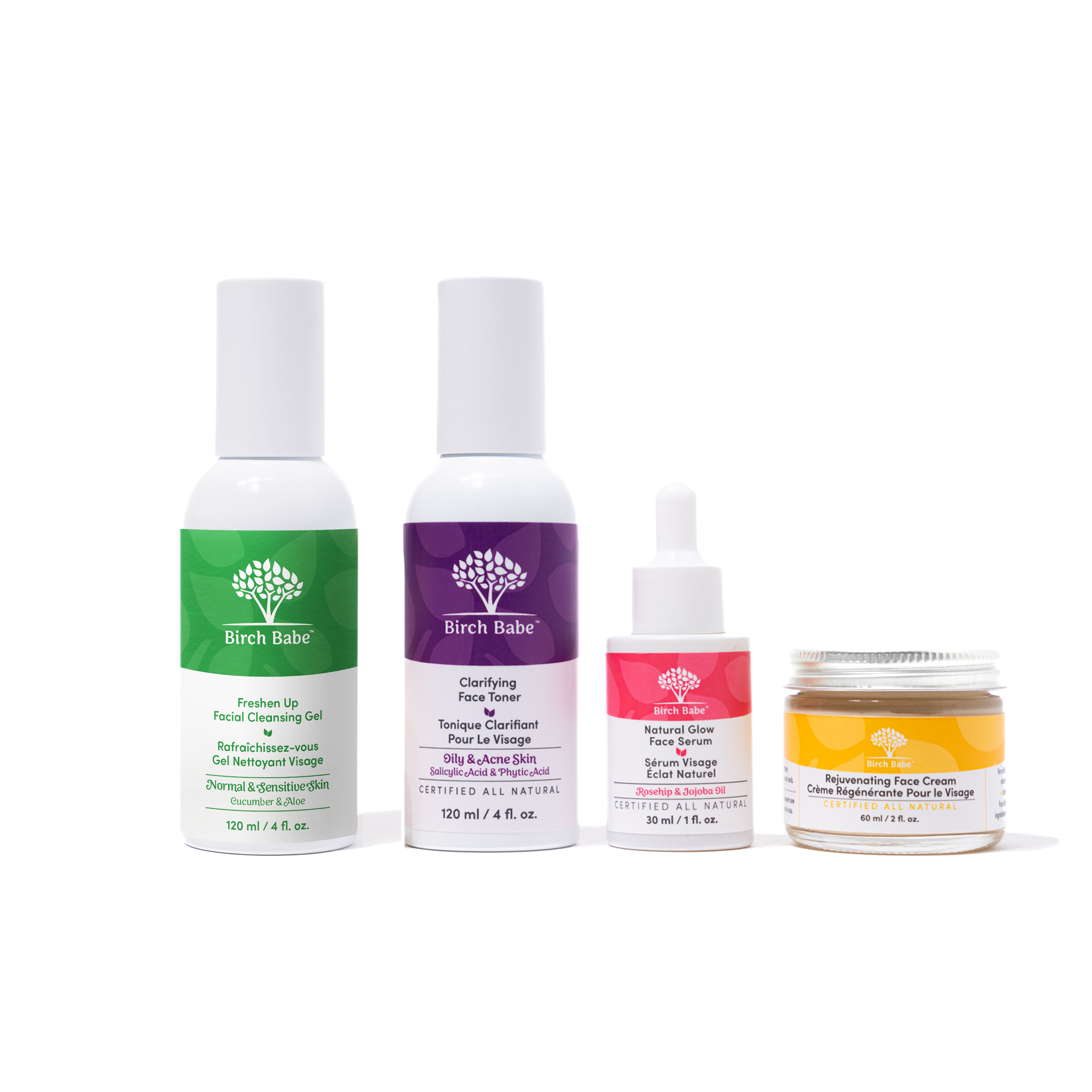 freshen up gel cleanser / clarifying face toner / rejuvenating face cream